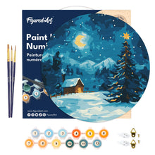 Charger l&#39;image dans la galerie, Peinture par Numéro sur Disque en Bois - Nuit Étoilée à Noël