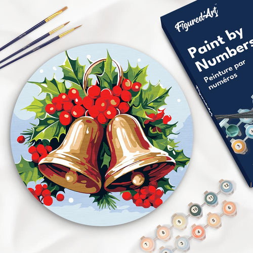Peinture par Numéro sur Disque en Bois - Cloches de Noël