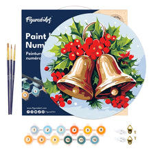 Charger l&#39;image dans la galerie, Peinture par Numéro sur Disque en Bois - Cloches de Noël