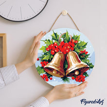 Charger l&#39;image dans la galerie, Peinture par Numéro sur Disque en Bois - Cloches de Noël