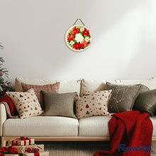 Charger l&#39;image dans la galerie, Peinture par Numéro sur Disque en Bois - Couronne de Noël Florale