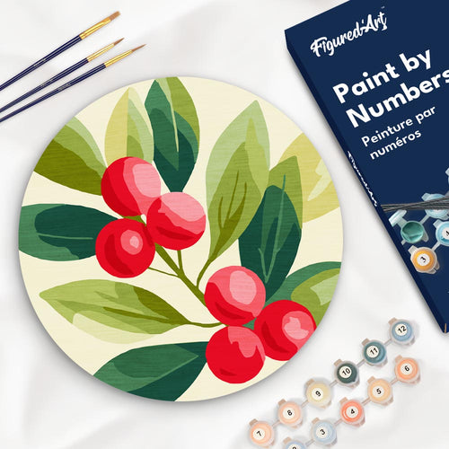 Peinture par Numéro sur Disque en Bois - Canneberges
