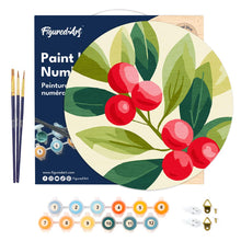 Charger l&#39;image dans la galerie, Peinture par Numéro sur Disque en Bois - Canneberges