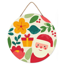 Charger l&#39;image dans la galerie, Peinture par Numéro sur Disque en Bois - Père Noël et Fleurs