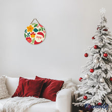 Charger l&#39;image dans la galerie, Peinture par Numéro sur Disque en Bois - Père Noël et Fleurs