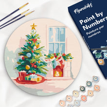 Charger l&#39;image dans la galerie, Peinture par Numéro sur Disque en Bois - Sapin et Cheminée
