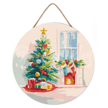 Charger l&#39;image dans la galerie, Peinture par Numéro sur Disque en Bois - Sapin et Cheminée