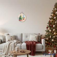 Charger l&#39;image dans la galerie, Peinture par Numéro sur Disque en Bois - Sapin et Cheminée