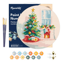 Charger l&#39;image dans la galerie, Peinture par Numéro sur Disque en Bois - Sapin et Cheminée