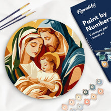 Charger l&#39;image dans la galerie, Peinture par Numéro sur Disque en Bois - Sainte Famille