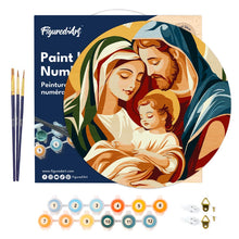 Charger l&#39;image dans la galerie, Peinture par Numéro sur Disque en Bois - Sainte Famille