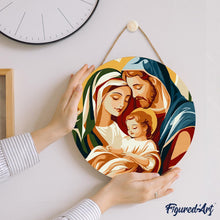 Charger l&#39;image dans la galerie, Peinture par Numéro sur Disque en Bois - Sainte Famille