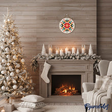 Charger l&#39;image dans la galerie, Peinture par Numéro sur Disque en Bois - Mandala Hivernal