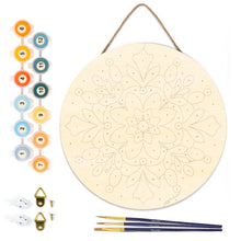 Charger l&#39;image dans la galerie, Peinture par Numéro sur Disque en Bois - Mandala Hivernal