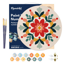 Charger l&#39;image dans la galerie, Peinture par Numéro sur Disque en Bois - Mandala Hivernal