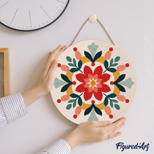 Charger l&#39;image dans la galerie, Peinture par Numéro sur Disque en Bois - Mandala Hivernal