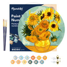 Charger l'image dans la galerie, Peinture par Numéro sur Disque en Bois - Van Gogh - Tournesols