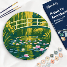 Charger l'image dans la galerie, Peinture par numéros Figured'Art Peinture par Numéro sur Disque en Bois - Nymphéas et le pont japonais - Monet