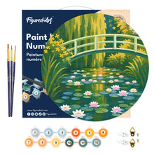 Charger l'image dans la galerie, Peinture par Numéro sur Disque en Bois - Nymphéas et le pont japonais - Monet