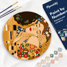 Charger l'image dans la galerie, Peinture par numéros Figured'Art Peinture par Numéro sur Disque en Bois - Le baiser - Klimt