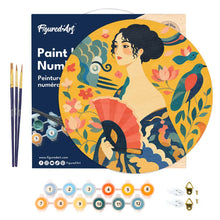 Charger l'image dans la galerie, Peinture par Numéro sur Disque en Bois - La Femme à l’éventail - Klimt