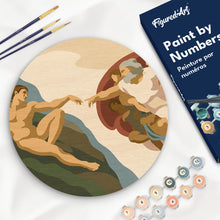 Charger l'image dans la galerie, Peinture par numéros Figured'Art Peinture par Numéro sur Disque en Bois - La Création d’Adam - Michel-Ange