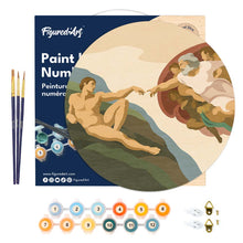 Charger l'image dans la galerie, Peinture par Numéro sur Disque en Bois - La Création d’Adam - Michel-Ange