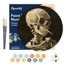 Charger l'image dans la galerie, Peinture par Numéro sur Disque en Bois - Van Gogh - Crâne avec Cigarette