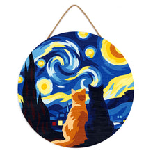 Charger l'image dans la galerie, Peinture par Numéro sur Disque en Bois - Compagnons nuit étoilée