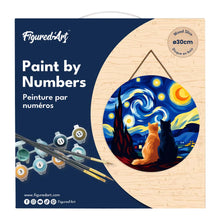 Charger l'image dans la galerie, Peinture par Numéro sur Disque en Bois - Compagnons nuit étoilée