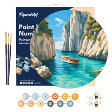 Charger l'image dans la galerie, Peinture par Numéro sur Disque en Bois - Crique Bleue Paisible