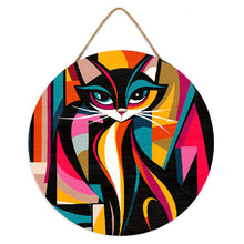 Charger l'image dans la galerie, Peinture par Numéro sur Disque en Bois - Chat Abstrait Éclatant