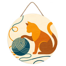 Charger l'image dans la galerie, Peinture par Numéro sur Disque en Bois - Chat et Pelote