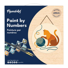 Charger l'image dans la galerie, Peinture par Numéro sur Disque en Bois - Chat et Pelote