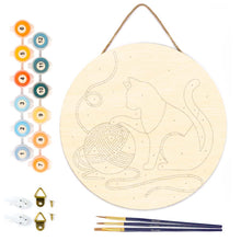 Charger l'image dans la galerie, Peinture par Numéro sur Disque en Bois - Chat et Pelote