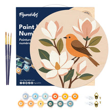 Charger l'image dans la galerie, Peinture par Numéro sur Disque en Bois - Oiseau des Magnolias