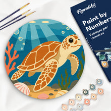 Charger l'image dans la galerie, Peinture par numéros Figured'Art Peinture par Numéro sur Disque en Bois - Tortue