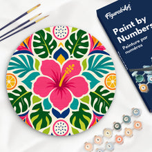 Charger l'image dans la galerie, Peinture par numéros Figured'Art Peinture par Numéro sur Disque en Bois - Mandala hibiscus