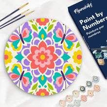 Charger l'image dans la galerie, Peinture par numéros Figured'Art Peinture par Numéro sur Disque en Bois - Mandala papillon
