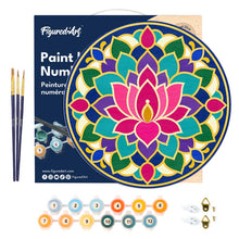 Charger l'image dans la galerie, Peinture par Numéro sur Disque en Bois - Mandala lotus