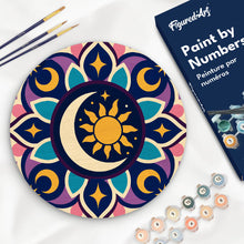 Charger l'image dans la galerie, Peinture par numéros Figured'Art Peinture par Numéro sur Disque en Bois - Mandala céleste