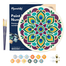 Charger l'image dans la galerie, Peinture par Numéro sur Disque en Bois - Mandala paon