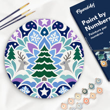 Charger l'image dans la galerie, Peinture par numéros Figured'Art Peinture par Numéro sur Disque en Bois - Mandala de Noël