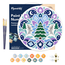Charger l'image dans la galerie, Peinture par Numéro sur Disque en Bois - Mandala de Noël