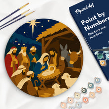 Charger l'image dans la galerie, Peinture par numéros Figured'Art Peinture par Numéro sur Disque en Bois - Crèche de Noël