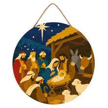 Charger l'image dans la galerie, Peinture par Numéro sur Disque en Bois - Crèche de Noël
