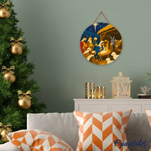 Charger l'image dans la galerie, Peinture par Numéro sur Disque en Bois - Crèche de Noël