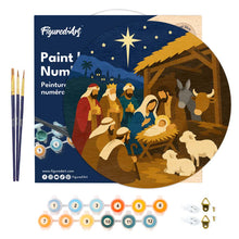 Charger l'image dans la galerie, Peinture par Numéro sur Disque en Bois - Crèche de Noël