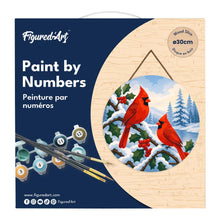 Charger l'image dans la galerie, Peinture par Numéro sur Disque en Bois - Cardinaux d'hiver