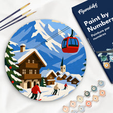 Charger l'image dans la galerie, Peinture par numéros Figured'Art Peinture par Numéro sur Disque en Bois - Vacances d'hiver dans les Alpes